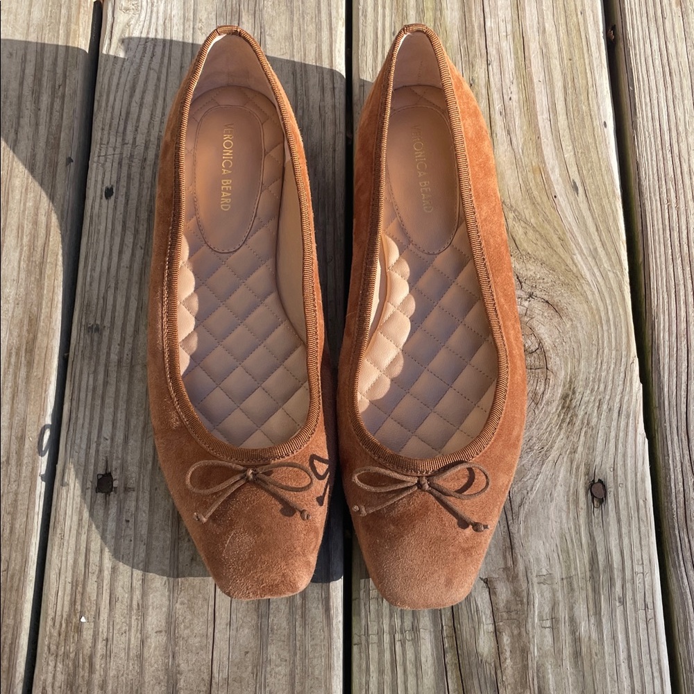 Veronica Beard Brown Suede Square Toe Ballet Flats 8.5M - Picture 1 of 12